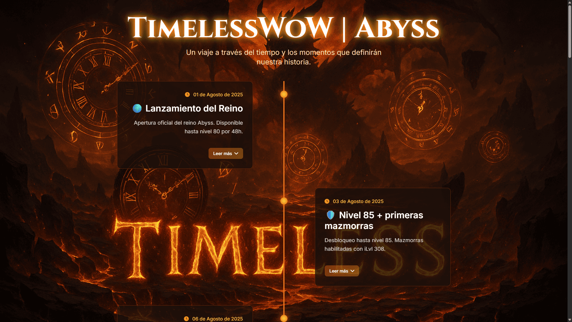 ¡Timeline del 1er parche de Cataclysm en Abyss!